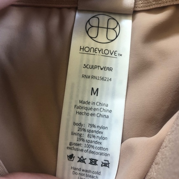 HoneyLove SculptWear High Waist Thigh Tummy Shaper Sz. M Boning Max Support Sand - Picture 5 of 8